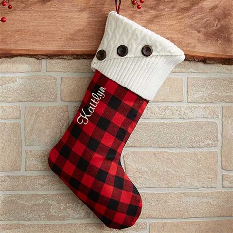 buffalo check stockings black and white|personalized check buffalo stockings.